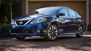 A blue 2018 Nissan Sentra parked