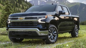 Black 2023 Chevy Silverado 1500 with DRLs activated