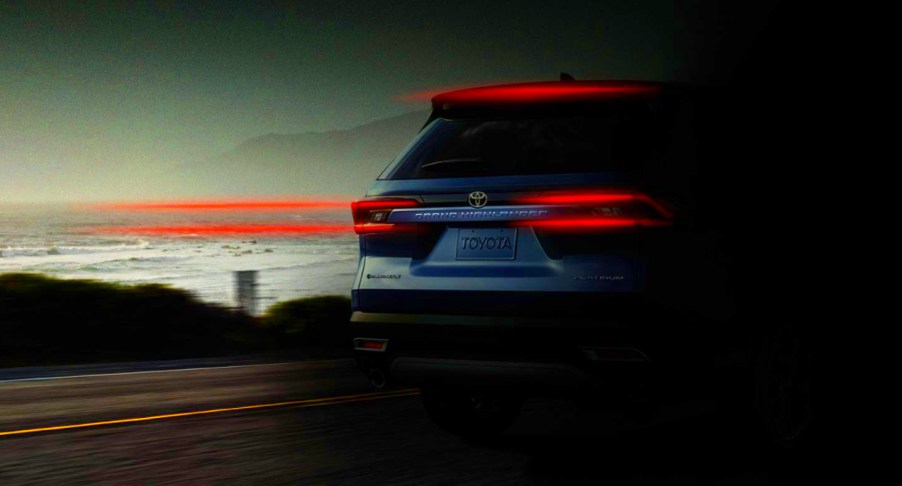 A 2023 Toyota Grand Highlander teaser.