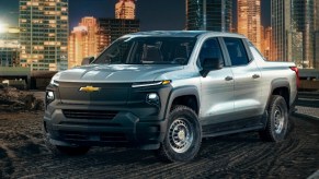 A gray 2024 Chevrolet Silverado EV is parked.