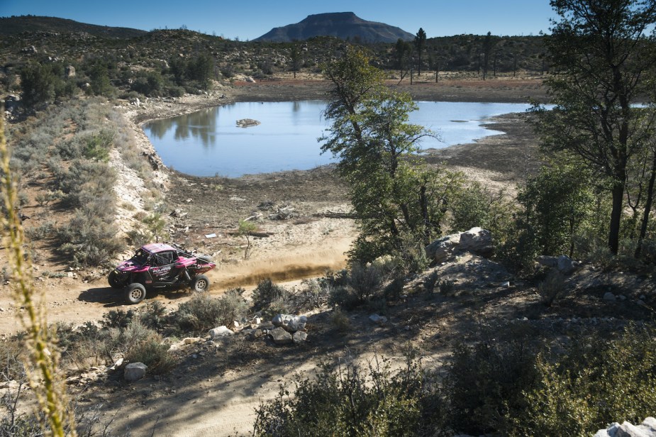 Kristen Matlock's car driving across the Baja.