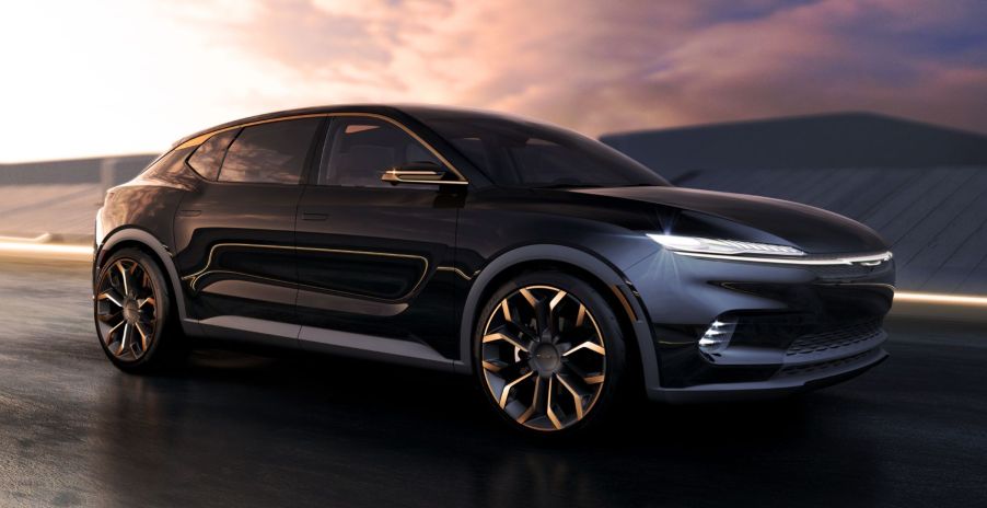 The 'Graphite' all-electric Chrysler Airflow concept unveiled at the 2022 New York International Auto Show