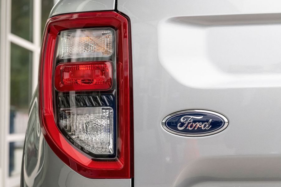 A ford logo which is potentially a part of the Ford recall.