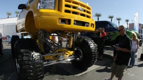 A custom Ford f-350 brodozer truck