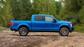 Blue Ford F-150 PowerBoost hybrid pickup truck, the cheapest full-size hybrid option