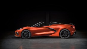 A C8 Chevrolet Corvette Stingray shows off its hardtop convertible.