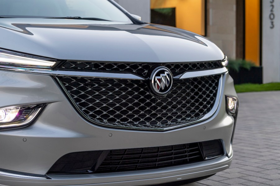 A 2022 Buick Enclave front end, which is one that has the most shoulder room for taller drivers.