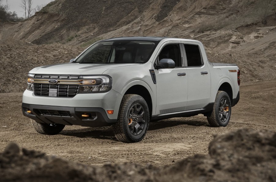 The 2023 Ford Maverick off-roading in dirt