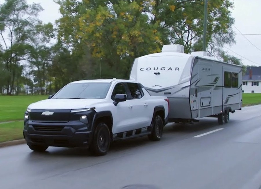 The 2024 Chevy Silverado EV towing a trailer