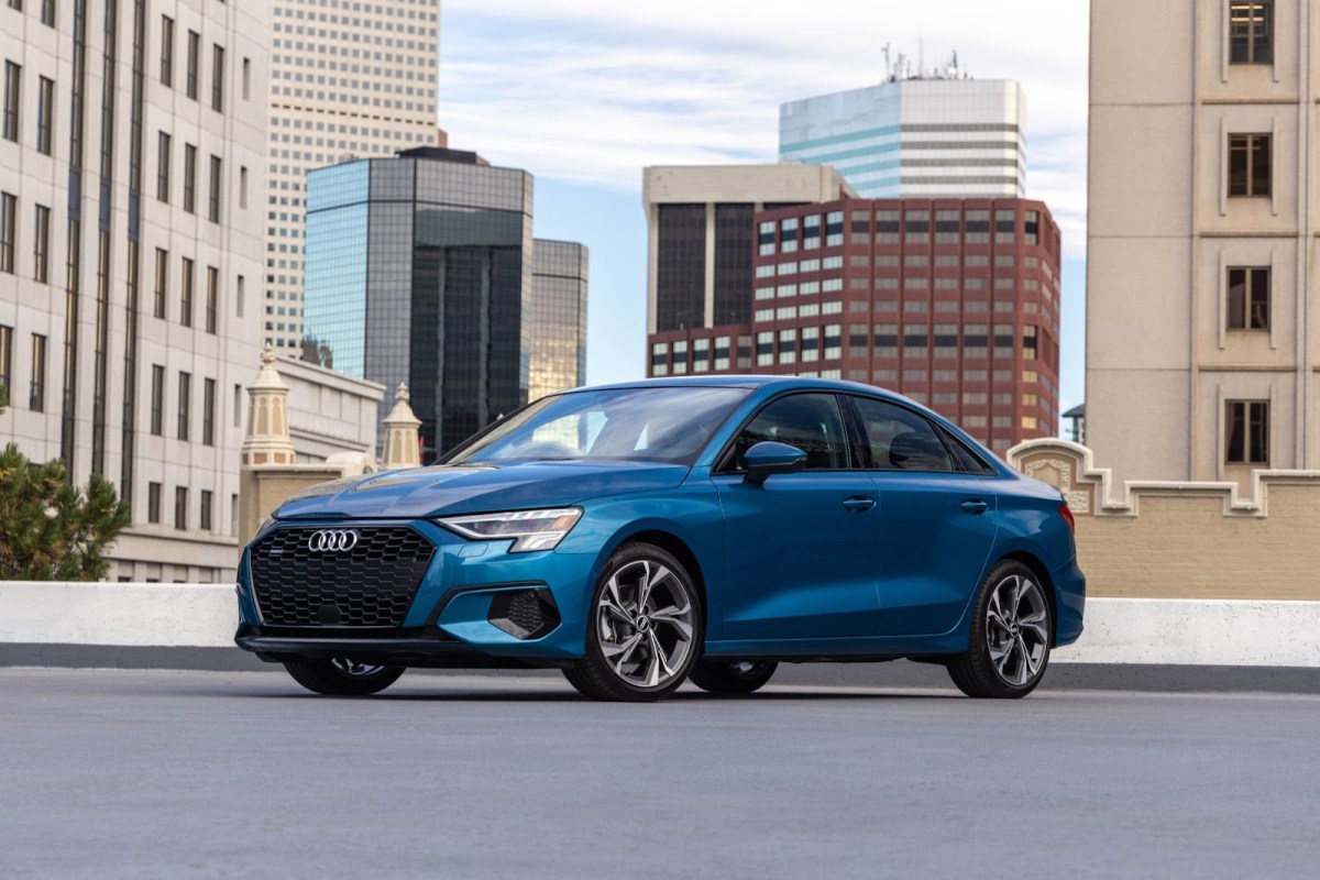 A 2022 Audi A3 in blue