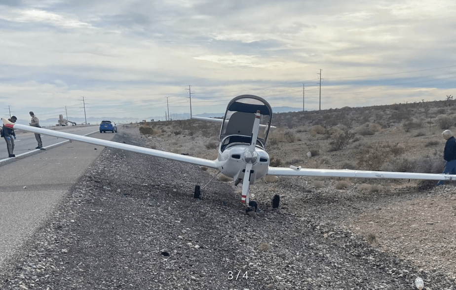 DA20 airplane after emergency landing and being hit by a Nissan SUV