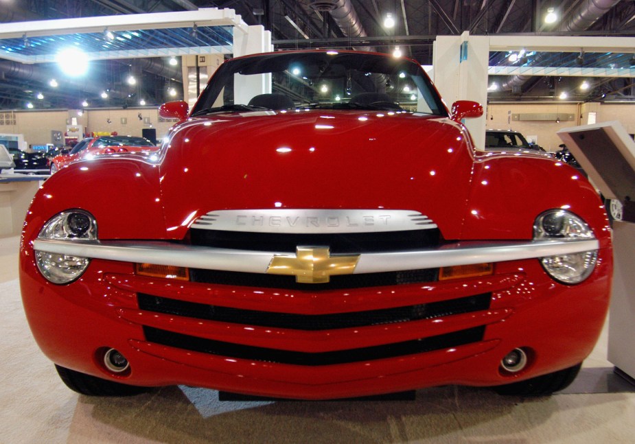 The front of a Chevy SSR, perhaps the worst truck Chevy has ever built.