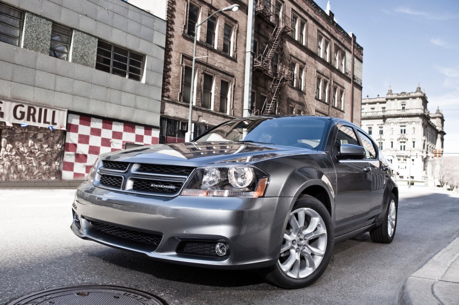 A silver Dodge Avenger, which is one of the top Dodge models.