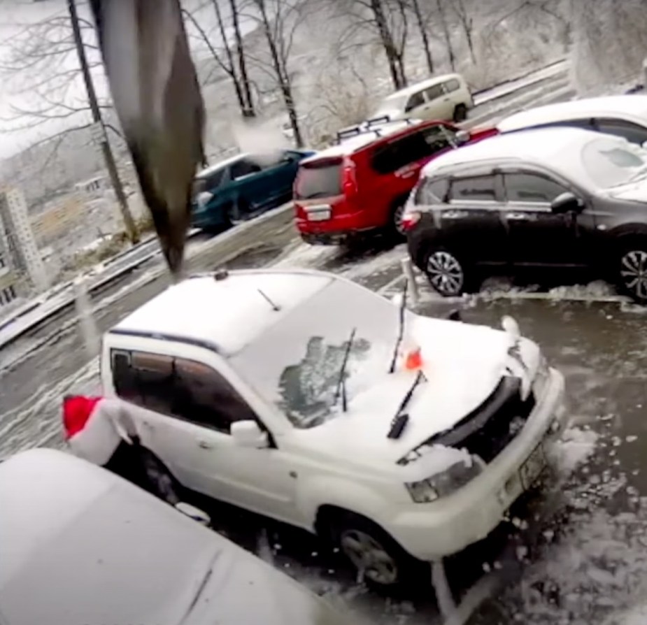 Driver from Russia in viral YouTube video miraculously escapes giant concrete slab that hit his car