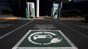 An EV charging station where electric car charger where names are confusing.