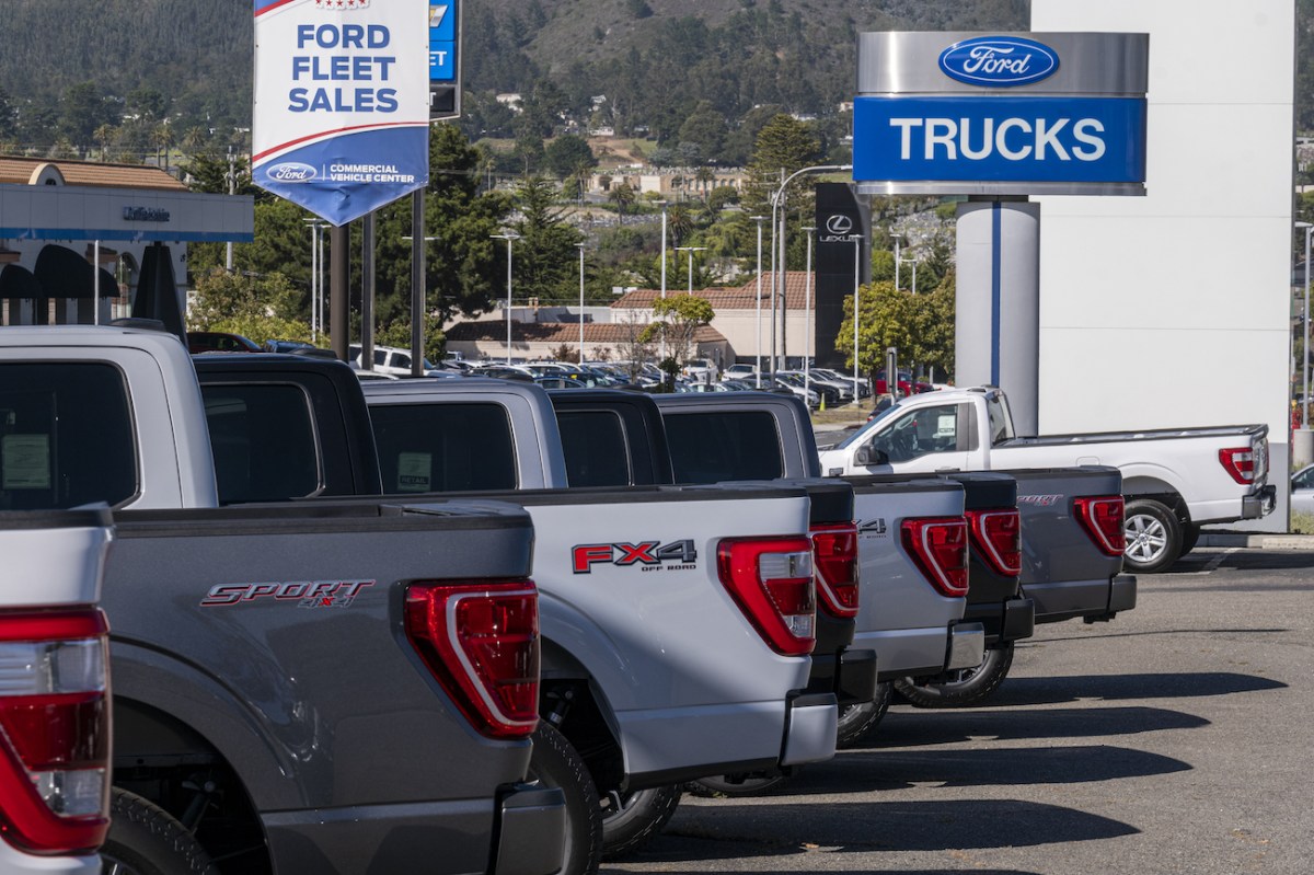 Ford F-150 pickup trucks at a dealership in Colma, California, US, on Friday, July 22, 2022. The F-150 Hybrid was one of the least reliable 2022 pickup trucks.