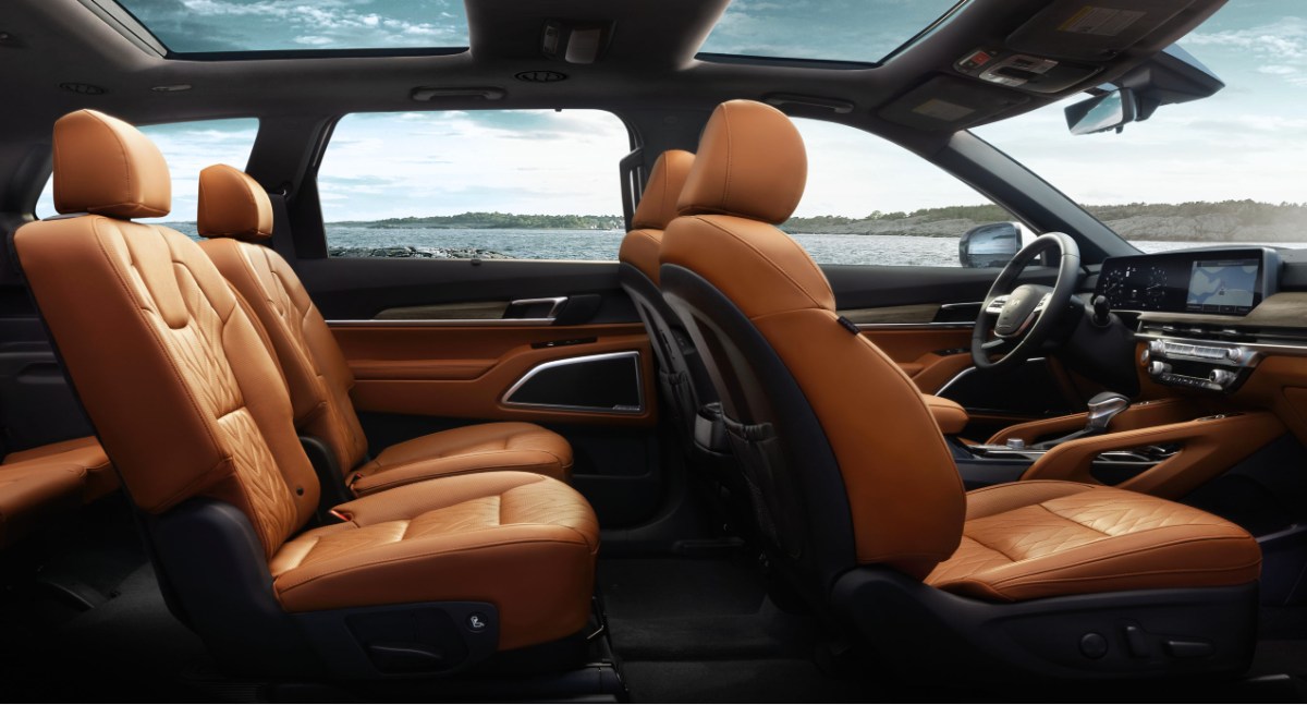 The back seats of the Telluride in seven-passenger configuration.  