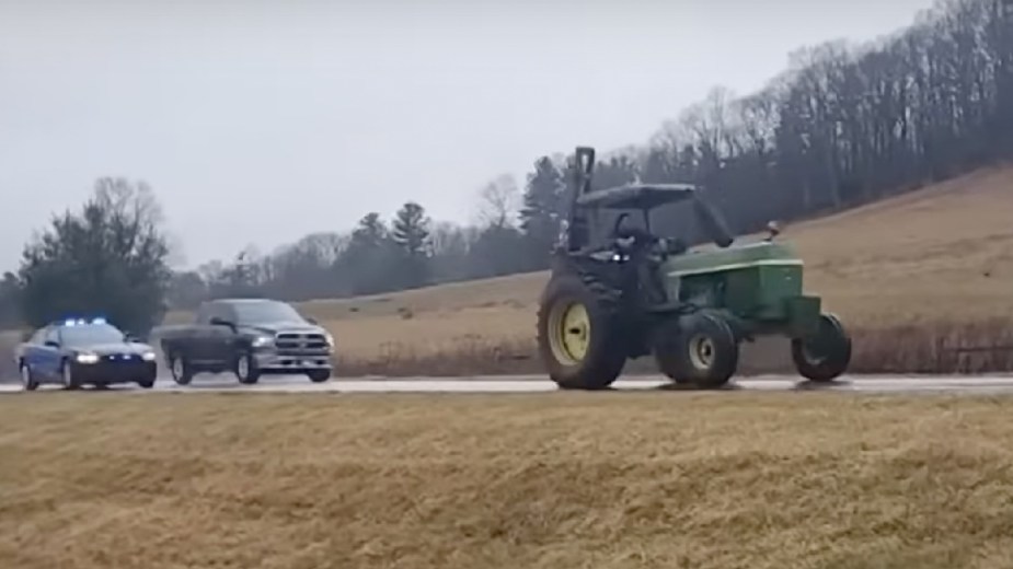 Man in stolen John Deere farm tractor takes police on wild chase in Boone, North Carolina