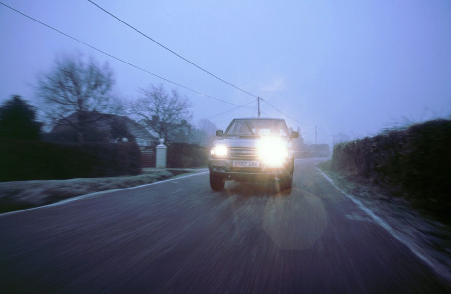 Car high-beams on an oncoming car