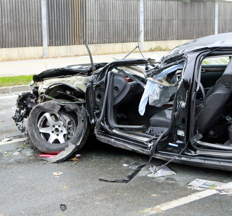 A crashed car.