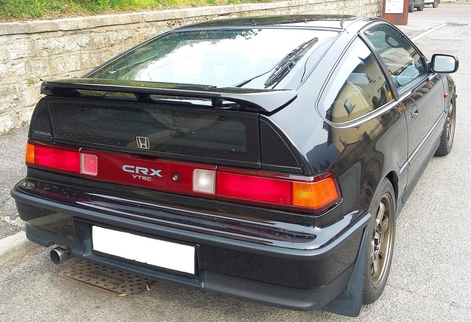 Rear view of a black Honda CR-X