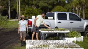 A 2012 GMC Sierra 1500 full-size pickup truck used for a community service project at the Geraldson Community Farm