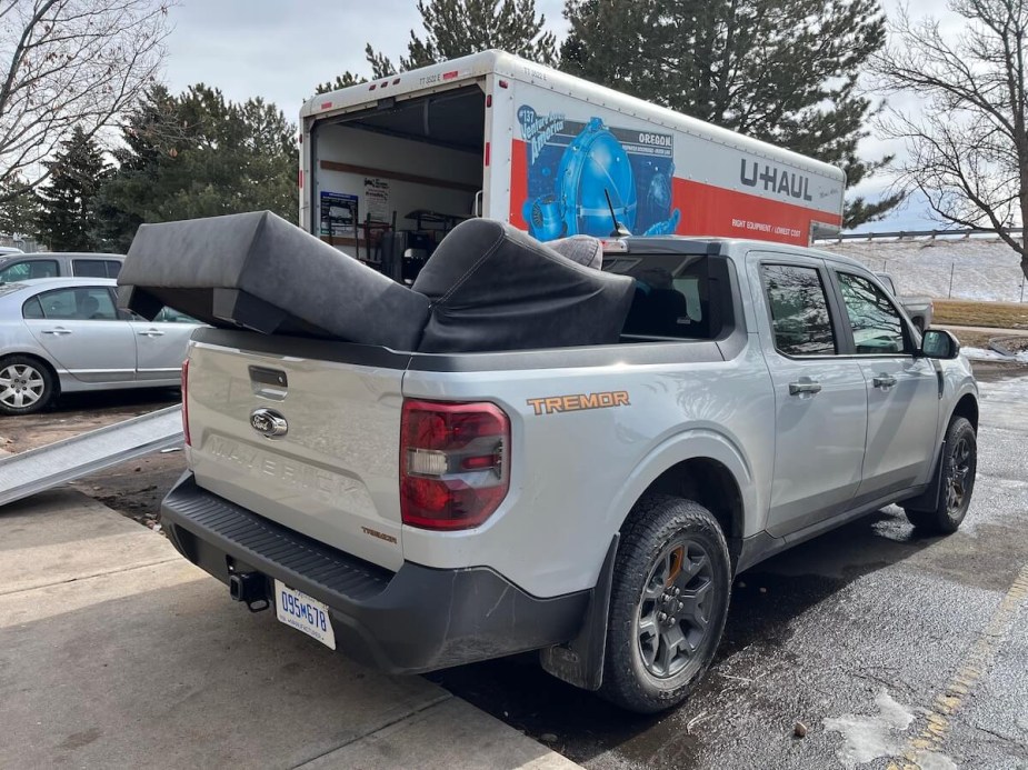 A Ford Maverick truck shows that it has a usable bed.