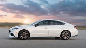 The 2023 Hyundai Sonata N Line against a sunset