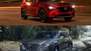 The 2023 Mazda CX-5 seen on top of the 2023 Mazda CX-9