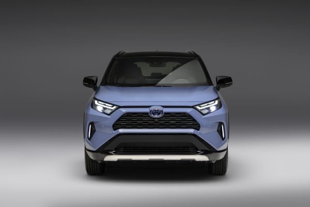 A light blue 2023 Toyota RAV4