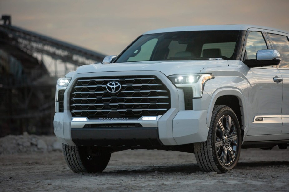 The front end of the Tundra Capstone full-size truck.