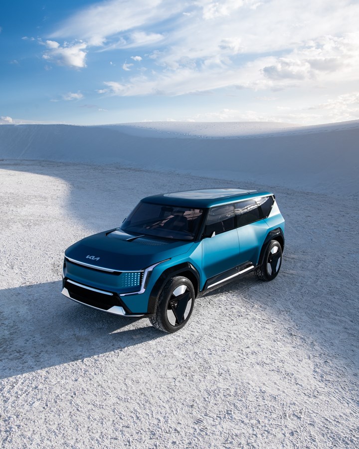 A rendering of the 2024 Kia EV9, an electric SUV that should arrive in 2023.