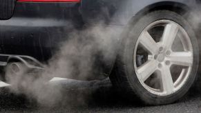 An Audi's exhaust before is goes for emissions tests