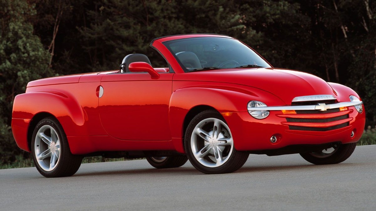 Red Chevy SSR Convertible Truck Parked and Posed