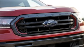 The front end of a Ford Ranger, which is the best Ford truck according to this critic.