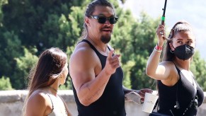 Jason Momoa smiles for the camera on the set of Fast and Furious 10 (Fast X) in Turin Italy.