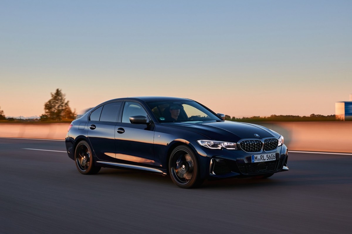 The BMW M340i on a highway