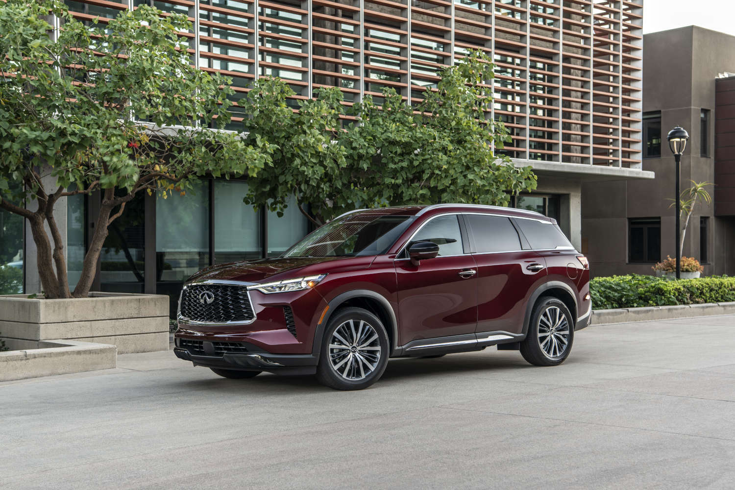 SUVs with the best safety features include this red 2023 Infiniti QX60