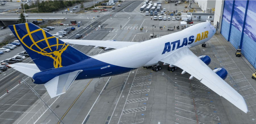 The last Boeing 747 parked with Atlas logos painted on