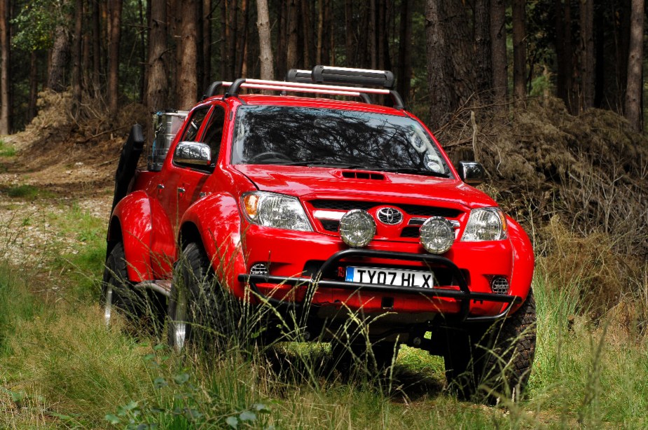 Toyota's midsize truck, the Hilux shows off that it's a tough vehicle.