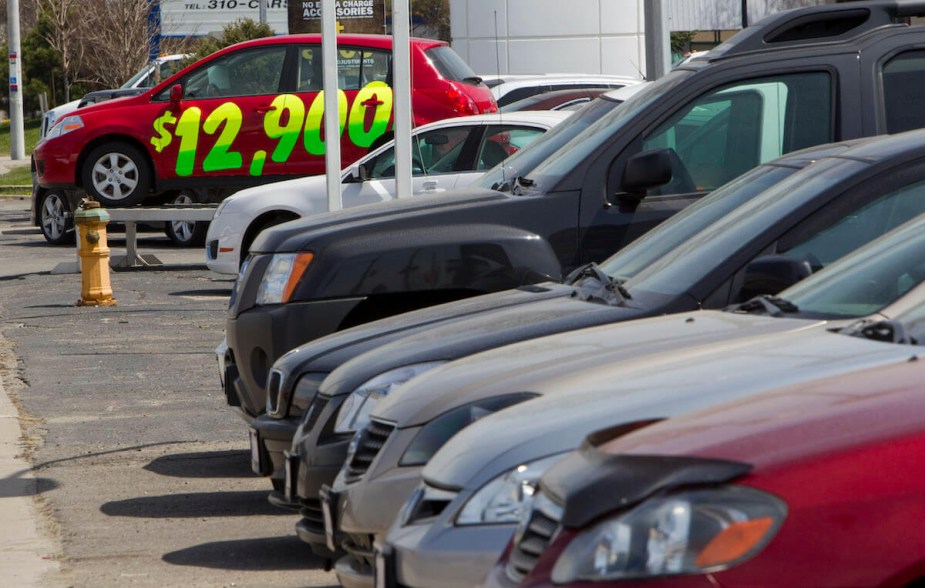 The front line at a car lot.