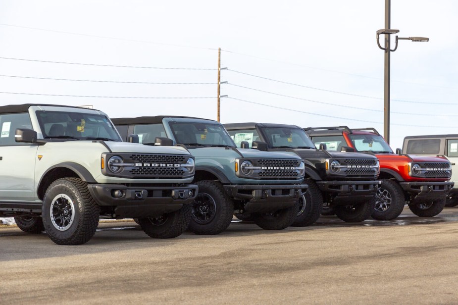 A line of Ford Broncos