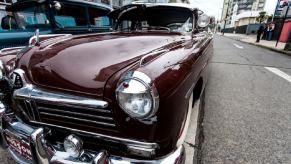 A surplus 1950 Hudson Commodore 6 shows off its classic styling.