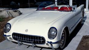 A 1953 Chevy Corvette C1 shows off its roadster styling.