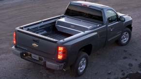 A dark gray Chevrolet Silverado pickup truck.