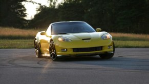 Chevy Corvette C6 driving at dusk