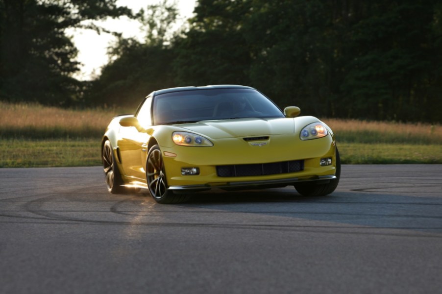 Chevy Corvette C6 driving at dusk