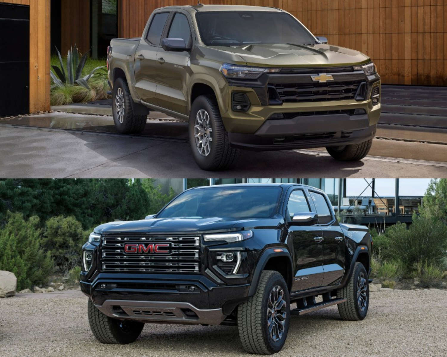 This 2023 Chevrolet Colorado and GMC Canyon seen here have not shipped to dealerships yet