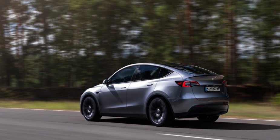 A gray 2023 Tesla Model Y Long