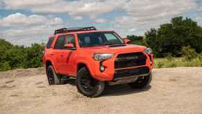 2023 Toyota 4Runner in orange on a trail